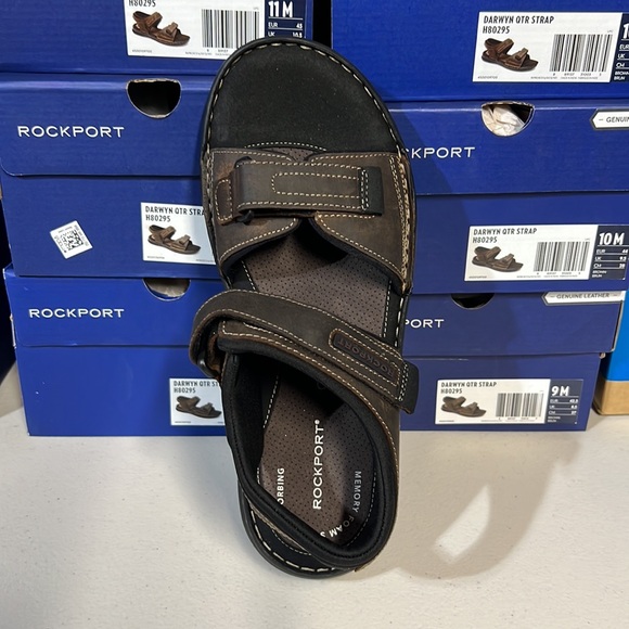 Rockport  Men’s Darwyn Leather Quarter Strap Sandal Brown NEW NIB - Picture 6 of 11